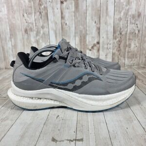 Saucony‎ Tempus Mens Running Shoes Gray Blue Lace Up Athletic Sneakers Size 10